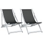 Folding beach chairs 2 units aluminum and black textilene by , Garden chairs - Ref: Foro24-360168, Price: 103,19 €, Discount: %