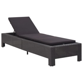 Sun lounger with black synthetic rattan cushion by vidaXL, Loungers - Ref: Foro24-46237, Price: 151,60 €, Discount: %