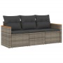 3-teiliges Gartensofa-Set und graue synthetische Rattankissen von , Gartensets - Ref: Foro24-3258161, Preis: 205,12 €, Rabatt: %