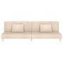 2-seater sofa bed with two pillows in cream fabric by , Sofas - Ref: Foro24-375890, Price: 238,99 €, Discount: %