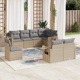 Gartensofa-Set mit beigen Kissen 8 Stück PE-Rattan von , Gartensets - Ref: Foro24-3252776, Preis: 668,69 €, Rabatt: %