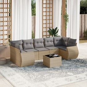 Gartensofa-Set mit beigen Kissen 8 Stück PE-Rattan von , Gartensets - Ref: Foro24-3253476, Preis: 587,06 €, Rabatt: %