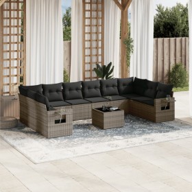 11-piece garden sofa set and gray synthetic rattan cushions by , Garden sets - Ref: Foro24-3253017, Price: 719,31 €, Discount: %