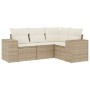 Garden sofa set with cushions 4 pieces beige synthetic rattan by , Garden sets - Ref: Foro24-3254845, Price: 358,04 €, Discou...