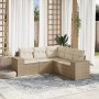 Gartensofa-Set mit Kissen, 5-teilig, beiges synthetisches Rattan von , Gartensets - Ref: Foro24-3254885, Preis: 493,56 €, Rab...