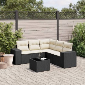 6-teiliges Gartensofa-Set und schwarze synthetische Rattankissen von , Gartensets - Ref: Foro24-3254893, Preis: 424,26 €, Rab...