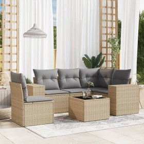 Gartensofa-Set mit Kissen, 6-teilig, beiges synthetisches Rattan von , Gartensets - Ref: Foro24-3254916, Preis: 525,04 €, Rab...