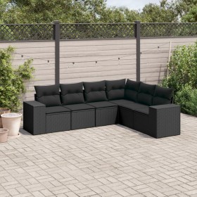 6-teiliges Gartensofa-Set und schwarze synthetische Rattankissen von , Gartensets - Ref: Foro24-3222604, Preis: 446,13 €, Rab...