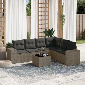 7-teiliges Gartensofa-Set mit grauen PE-Rattan-Kissen von , Gartensets - Ref: Foro24-3222619, Preis: 495,99 €, Rabatt: %