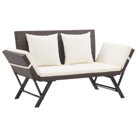 Garden bench with brown synthetic rattan cushions 176 cm by vidaXL, garden benches - Ref: Foro24-46231, Price: 227,15 €, Disc...