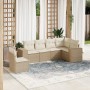 Garden sofa set with cushions 6 pieces beige synthetic rattan by , Garden sets - Ref: Foro24-3222627, Price: 496,64 €, Discou...