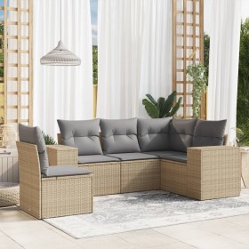 Gartensofa-Set mit Kissen, 5-teilig, beiges synthetisches Rattan von , Gartensets - Ref: Foro24-3222568, Preis: 369,87 €, Rab...