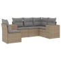 Gartensofa-Set mit Kissen, 5-teilig, beiges synthetisches Rattan von , Gartensets - Ref: Foro24-3222568, Preis: 383,45 €, Rab...