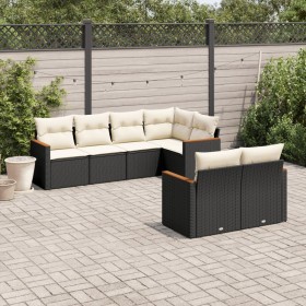 7-teiliges Garten-Essset und schwarze Kissen aus synthetischem Rattan von , Gartensets - Ref: Foro24-3258542, Preis: 485,02 €...