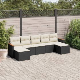 7-teiliges Garten-Essset und schwarze Kissen aus synthetischem Rattan von , Gartensets - Ref: Foro24-3258633, Preis: 404,02 €...