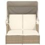 Double sun lounger with hood and beige synthetic rattan cushions by , Loungers - Ref: Foro24-365810, Price: 349,68 €, Discoun...