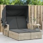 Double sun lounger with hood and light gray synthetic rattan cushions by , Loungers - Ref: Foro24-365812, Price: 350,33 €, Di...