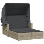 Double sun lounger with hood and light gray synthetic rattan cushions by , Loungers - Ref: Foro24-365812, Price: 350,33 €, Di...