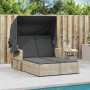 Double sun lounger with hood and light gray synthetic rattan cushions by , Loungers - Ref: Foro24-365812, Price: 350,33 €, Di...