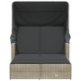 Double sun lounger with hood and light gray synthetic rattan cushions by , Loungers - Ref: Foro24-365812, Price: 350,33 €, Di...