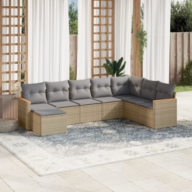 Gartensofa-Set mit beigen Kissen 8 Stück PE-Rattan von , Gartensets - Ref: Foro24-3258650, Preis: 523,99 €, Rabatt: %