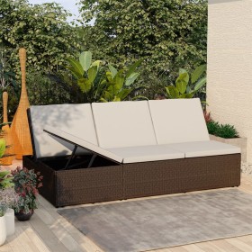 Convertible sun lounger with brown synthetic rattan cushion by vidaXL, Outdoor beds - Ref: Foro24-46243, Price: 339,99 €, Dis...