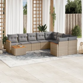 Gartensofa-Set mit beigen Kissen, 10-teilig, synthetisches Rattan von , Gartensets - Ref: Foro24-3258720, Preis: 721,47 €, Ra...