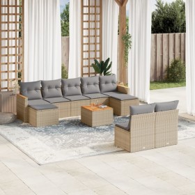 Garden sofa set with beige cushions 10 pieces synthetic rattan by , Garden sets - Ref: Foro24-3258783, Price: 615,39 €, Disco...