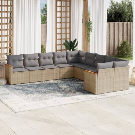 Gartensofa-Set mit beigen Kissen, 10-teilig, synthetisches Rattan von , Gartensets - Ref: Foro24-3258755, Preis: 675,65 €, Ra...