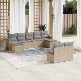 9-teiliges Gartensofa-Set mit beigen synthetischen Rattankissen von , Gartensets - Ref: Foro24-3258776, Preis: 558,67 €, Raba...