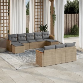 Gartensofa-Set mit beigen Kissen, 10-teilig, synthetisches Rattan von , Gartensets - Ref: Foro24-3258818, Preis: 681,98 €, Ra...