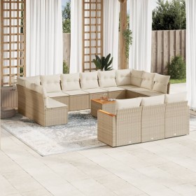 14-teiliges Gartensofa-Set mit beigen synthetischen Rattankissen von , Gartensets - Ref: Foro24-3258866, Preis: 994,87 €, Rab...