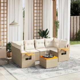 7-teiliges Gartensofa-Set und beigefarbene synthetische Rattankissen von , Gartensets - Ref: Foro24-3259041, Preis: 522,71 €,...