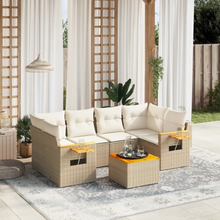 Set sofás de jardín 7 piezas y cojines ratán sintético beige de , Conjuntos de jardín - Ref: Foro24-3259041, Precio: 522,71 €...