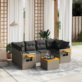 7-piece garden sofa set with gray PE rattan cushions by , Garden sets - Ref: Foro24-3259043, Price: 485,08 €, Discount: %