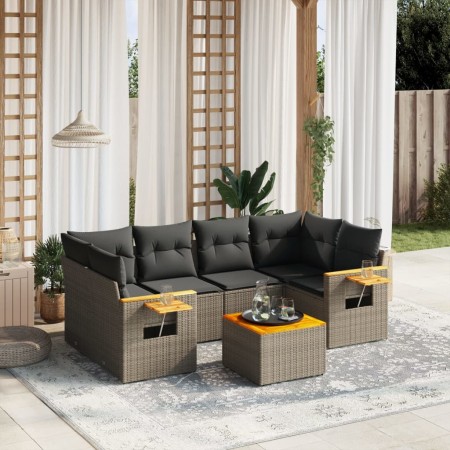 7-teiliges Gartensofa-Set mit grauen PE-Rattan-Kissen von , Gartensets - Ref: Foro24-3259043, Preis: 464,99 €, Rabatt: %