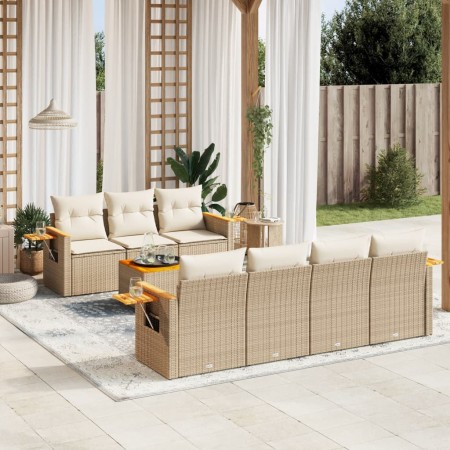 Garden sofa set with beige cushions 8 pcs PE rattan by , Garden sets - Ref: Foro24-3259048, Price: 641,45 €, Discount: %