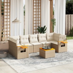 Gartensofa-Set mit beigen Kissen 8 Stück PE-Rattan von , Gartensets - Ref: Foro24-3259055, Preis: 561,99 €, Rabatt: %