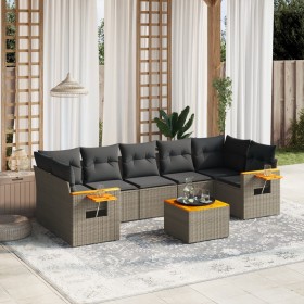 Set de sofás de jardín 8 pzas y cojines ratán sintético gris de , Conjuntos de jardín - Ref: Foro24-3259057, Precio: 521,99 €...