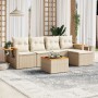 Garden sofa set with cushions 6 pieces beige synthetic rattan by , Garden sets - Ref: Foro24-3259167, Price: 417,99 €, Discou...