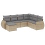 7-teiliges Gartensofa-Set und beigefarbene synthetische Rattankissen von , Modulare Sofas für den Außenbereich - Ref: Foro24-...