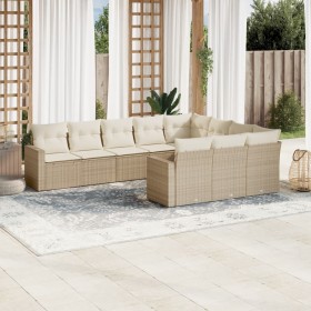 Garden sofa set with beige cushions 10 pieces synthetic rattan by , Modular outdoor sofas - Ref: Foro24-3251825, Price: 725,5...