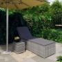 Lounger with cushion and gray synthetic rattan table by vidaXL, Loungers - Ref: Foro24-46227, Price: 166,69 €, Discount: %