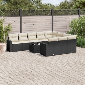 11-teiliges Gartensofa-Set und schwarze synthetische Rattankissen von , Modulare Sofas für den Außenbereich - Ref: Foro24-325...