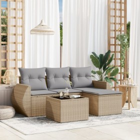 Gartensofa-Set mit Kissen, 5-teilig, beiges synthetisches Rattan von , Gartensets - Ref: Foro24-3253616, Preis: 363,99 €, Rab...