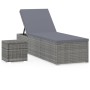 Lounger with cushion and gray synthetic rattan table by vidaXL, Loungers - Ref: Foro24-46227, Price: 166,69 €, Discount: %