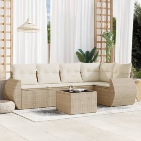 Garden sofa set with cushions 6 pieces beige synthetic rattan by , Garden sets - Ref: Foro24-3253675, Price: 537,99 €, Discou...