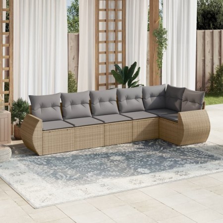 Garden sofa set with cushions 6 pieces beige synthetic rattan by , Garden sets - Ref: Foro24-3253726, Price: 471,69 €, Discou...