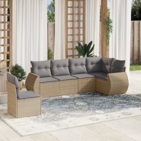 Gartensofa-Set mit Kissen, 6-teilig, beiges synthetisches Rattan von , Gartensets - Ref: Foro24-3253766, Preis: 471,69 €, Rab...