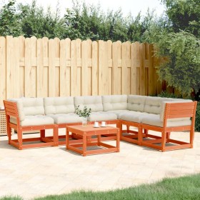 6-piece garden sofa set with wax-brown pine wood cushions by , Garden sets - Ref: Foro24-3217027, Price: 710,99 €, Discount: %